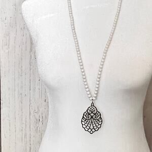 Fashion Statement Beaded and Silver Tone Necklace